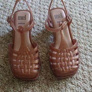 Melissa Aranha Quadrada II heels in sparkle glittery light pink